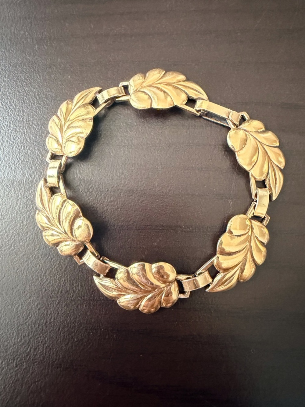 Vintage Gold Vermeil 6.5” Leaf Link Bracelet